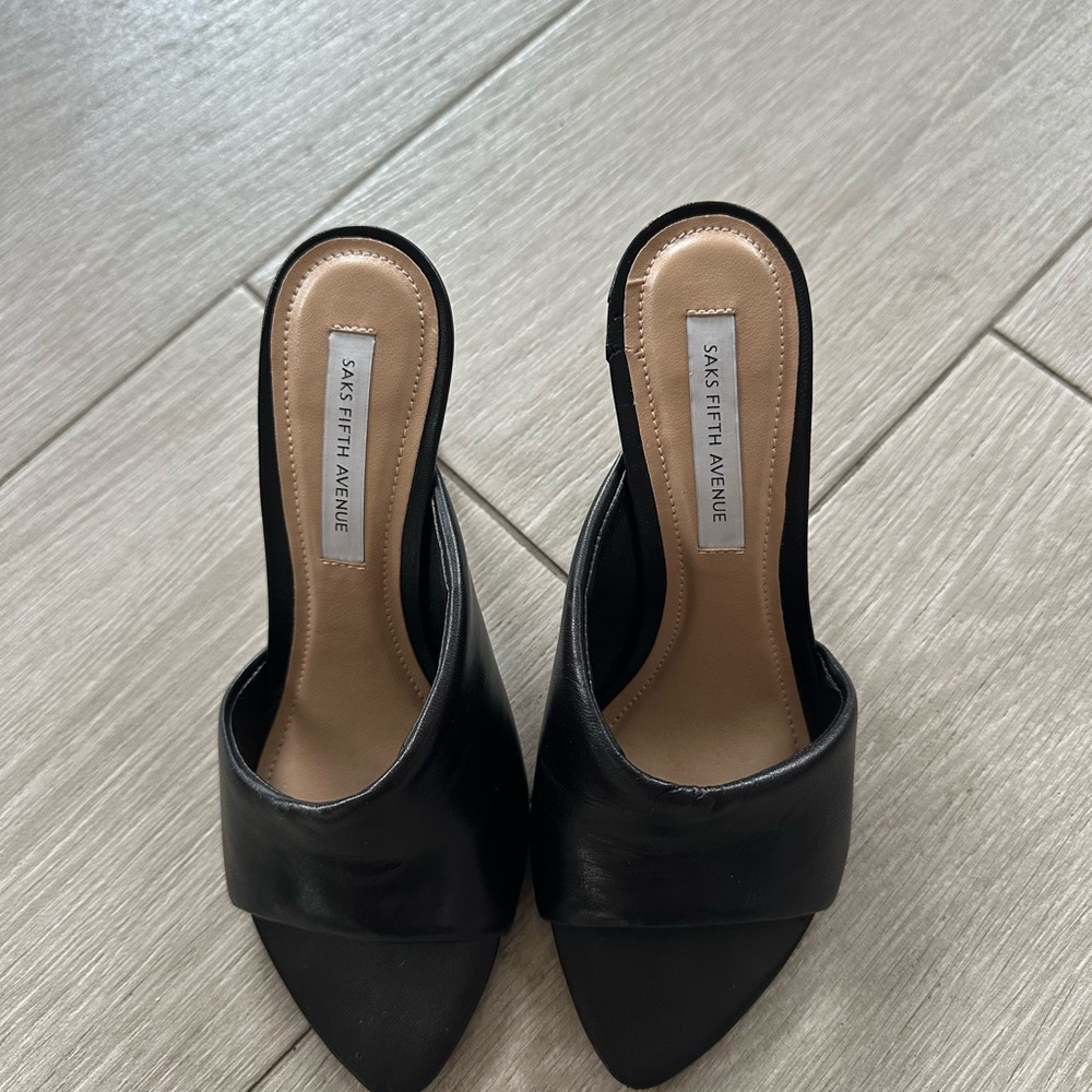 Saks Fifth Avenue Black Heels Mules